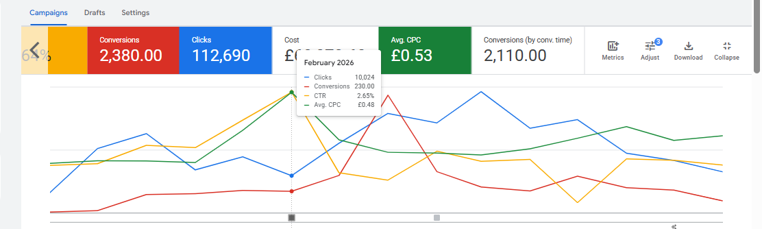 Google Ads performance chart screenshot